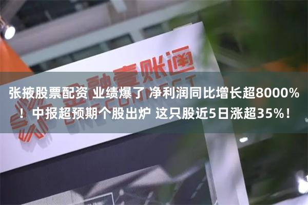 张掖股票配资 业绩爆了 净利润同比增长超8000%！中报超预期个股出炉 这只股近5日涨超35%！