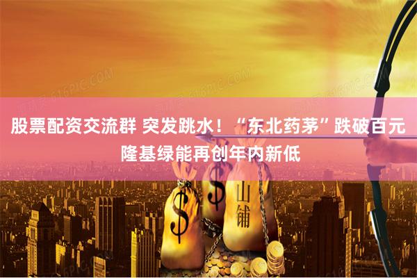 股票配资交流群 突发跳水！“东北药茅”跌破百元 隆基绿能再创年内新低